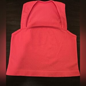 OQQ Ribbed Crop Tank Pink Small